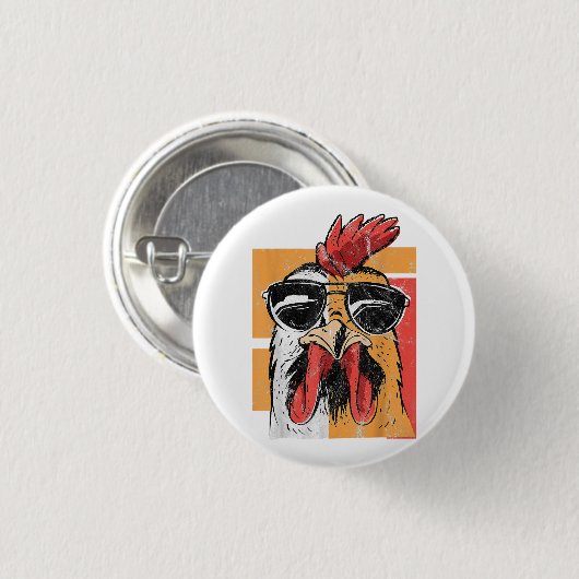 Cooles Rooster-Tragen einer Sonnenbrille Retro Vin Button (Vorne & Hinten)