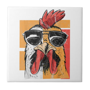 Cooles Rooster-Tragen einer Sonnenbrille Retro Vin Fliese