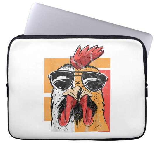 Cooles Rooster-Tragen einer Sonnenbrille Retro Vin Laptopschutzhülle (Vorderseite)