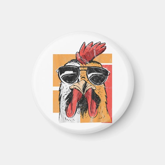 Cooles Rooster-Tragen einer Sonnenbrille Retro Vin Magnet (Vorne)