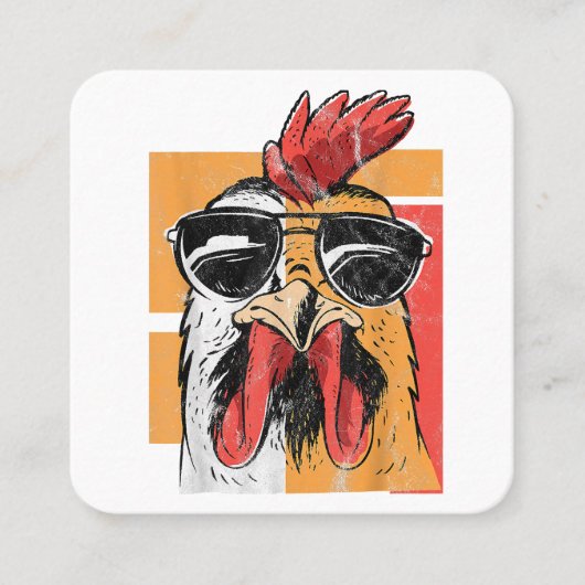 Cooles Rooster-Tragen einer Sonnenbrille Retro Vin Quadratische Visitenkarte (Vorderseite)