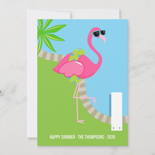 Cooles Rosa Flamingo Sommer Foto Begrüßung Karte (Vorderseite)