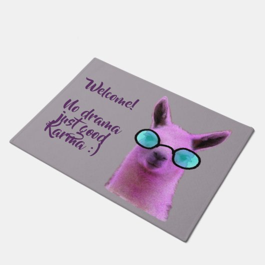 Cooles rosa Lama! Tür-Matte Fußmatte (Schrägansicht)