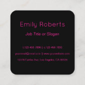 Cooles rosa Schwarz-Monogramm oder Firmenbrief Quadratische Visitenkarte (Rückseite)