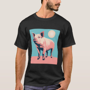 Cooles rosa Schweinefleisch, Retro-Zuchttier für S T-Shirt
