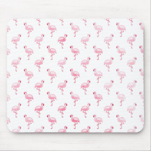 Cooles rosa tropisches Flamingo-Muster auf Weiß Mousepad