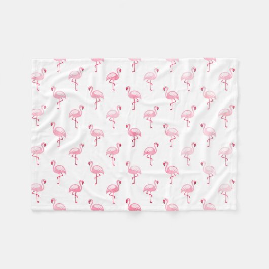 Cooles rosa tropisches Flamingo-Muster in Weiß Fleecedecke (Vorderseite (Horizontal))