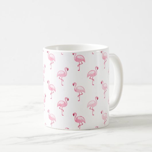 Cooles rosa tropisches Flamingo-Muster in Weiß Kaffeetasse (VorderseiteRechts)