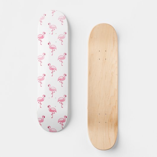 Cooles rosa tropisches Flamingo-Muster in Weiß Skateboard (Vorderseite)