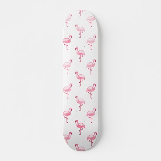 Cooles rosa tropisches Flamingo-Muster in Weiß Skateboard (Vorne)