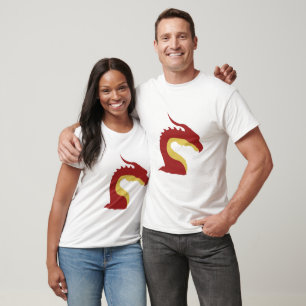 Cooles Rot-Gelb-Fantasieemblem T-Shirt