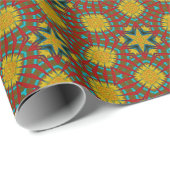 Cooles rotes Gelbes Aquamarines Retro Geometrische Geschenkpapier (Rolleneckpunkt)