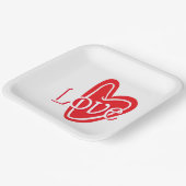 Cooles Rotes Herz mit LIEBE Pappteller (Gewinkelt)