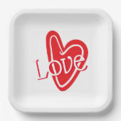 Cooles Rotes Herz mit LIEBE Pappteller (Vorderseite)