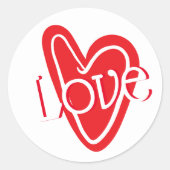 Cooles Rotes Herz mit LIEBE Runder Aufkleber (Vorderseite)