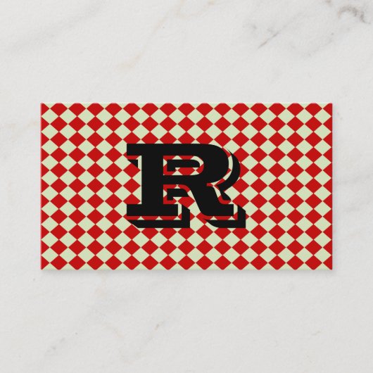 Cooles rotes Prüfmuster für Retro-Monogramm Visitenkarte (Vorderseite)