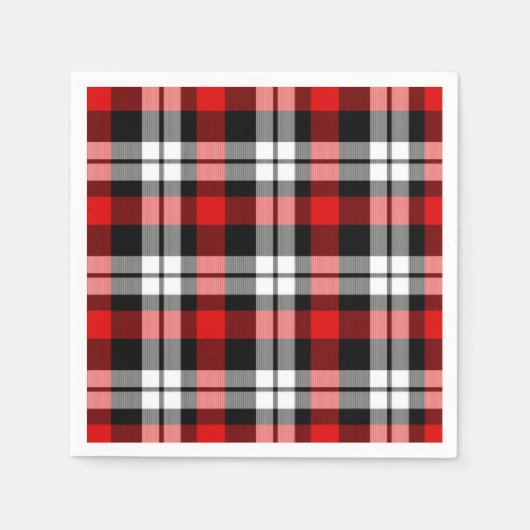 Cooles Rotes Schwarzes Lumberjack Tartan Muster Serviette (Vorderseite)
