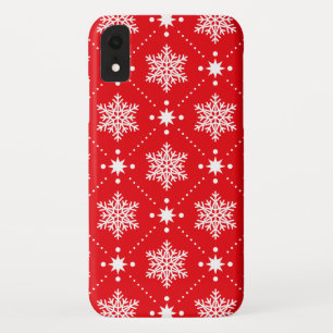 Cooles rotes weißes Schneeflocke-Weihnachtsmuster Case-Mate iPhone Hülle