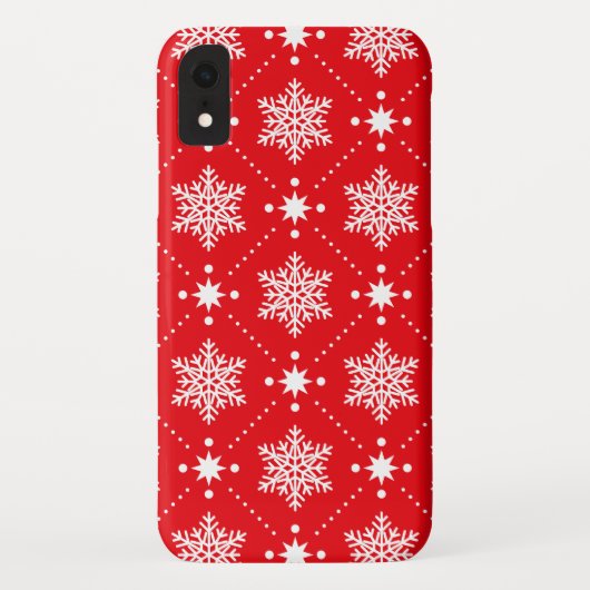 Cooles rotes weißes Schneeflocke-Weihnachtsmuster Case-Mate iPhone Hülle (Rückseite)