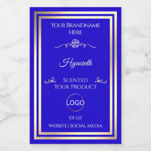 Cooles Royal Blue Product Label Gold Frame mit Log Lebensmitteletikett
