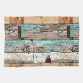 Cooles rustikales Holz im Cabin-Stil Geschirrtuch (Horizontal)