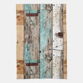 Cooles rustikales Holz im Cabin-Stil Geschirrtuch (Vertikal)