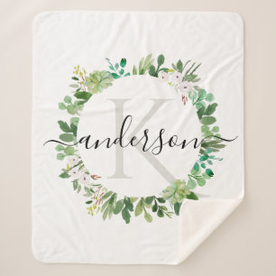 COOLES SAFTIGES WREATH-LAUBwatercolor-MONOGRAMM Sherpadecke