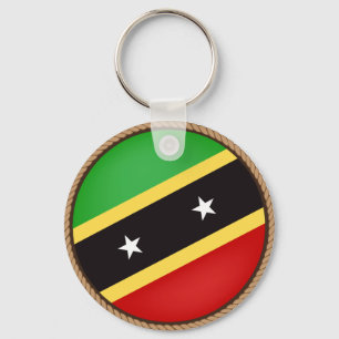 Cooles Saint Kitts und Nevis Flag Siegel Schlüsselanhänger