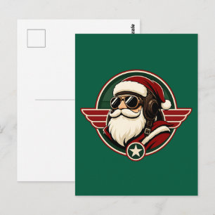 Cooles Santa-Aviator-Weihnachtsdesign Postkarte
