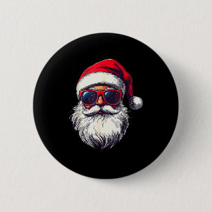 Cooles Santa Claus Gesicht Retro Sonnenbrille Weih Button