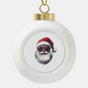 Cooles Santa Claus Gesicht Retro Sonnenbrille Weih Keramik Kugel-Ornament