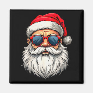 Cooles Santa Claus Gesicht Retro Sonnenbrille Weih Magnet