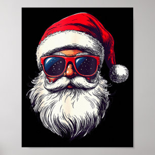 Cooles Santa Claus Gesicht Retro Sonnenbrille Weih Poster