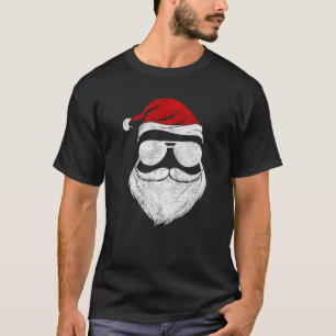 Cooles Santa Face mit Bart Mustache Sonnenbrille C T-Shirt