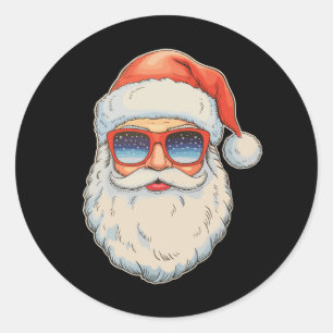 Cooles Santa-Gesicht Retro-Weihnachtsbrille Weihna Runder Aufkleber