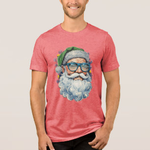 Cooles Santa T-Shirt: Schatten und Ornamente Tri-Blend Shirt