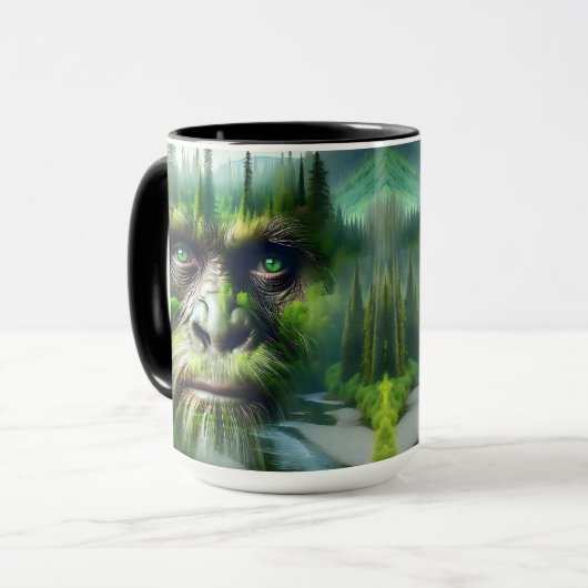 Cooles Sasquatch im Wald Tasse (Vorderseite Links)