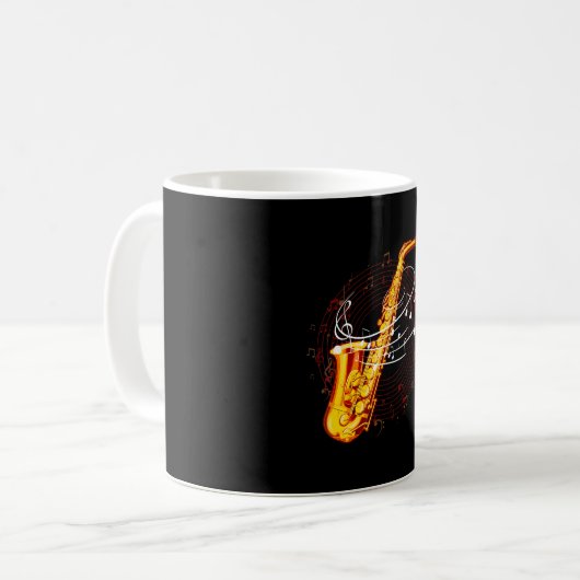Cooles Saxophon für Jazz-Musiknoten Musiker Sax Kaffeetasse (Vorderseite Links)