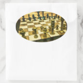 Cooles Schachbrett mit Nuts und Bolzen Ovaler Aufkleber (Tasche)
