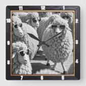 Cooles Schaf mit Sonnenbrille Quadratische Wanduhr (Vorderseite)