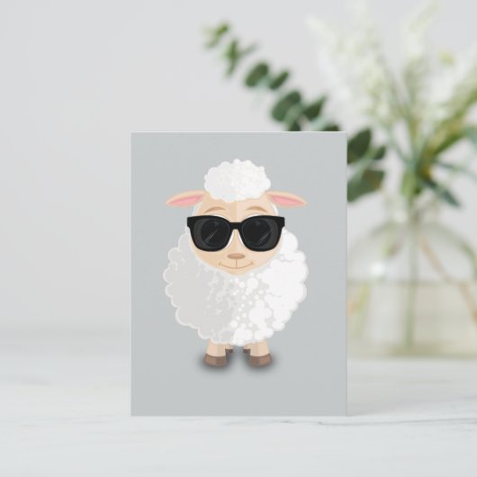 Cooles Schaf Postkarte (Stehend Vorderseite)