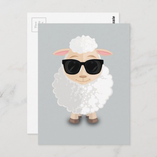 Cooles Schaf Postkarte (Vorne/Hinten)