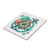 Cooles Schiffssteuerrad Anker Fliese (Seite)