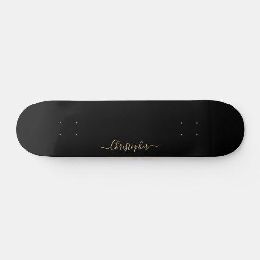 Cooles Schlichtes Schwarzes Gold Mit Monogramm sig Skateboard (Horizontal)