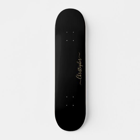 Cooles Schlichtes Schwarzes Gold Mit Monogramm sig Skateboard (Vorne)
