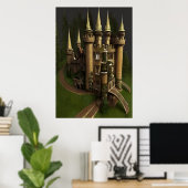 Cooles Schloss im Wald | AI Art Poster (Heimbüro)