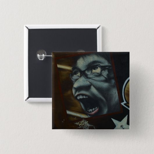 Cooles Schreigraffiti-Gesicht Button (Vorne & Hinten)