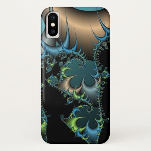 Cooles Schwarz-Blau-Fraktal Case-Mate iPhone Hülle (Rückseite)