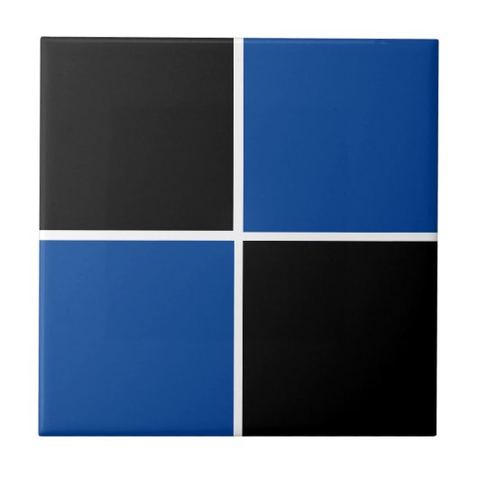 Cooles Schwarz-Blau-Quadratzellpapier Fliese (Vorderseite)