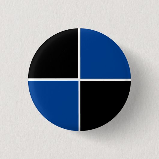 Cooles Schwarz-Blau-Quadratzmuster Button (Vorderseite)